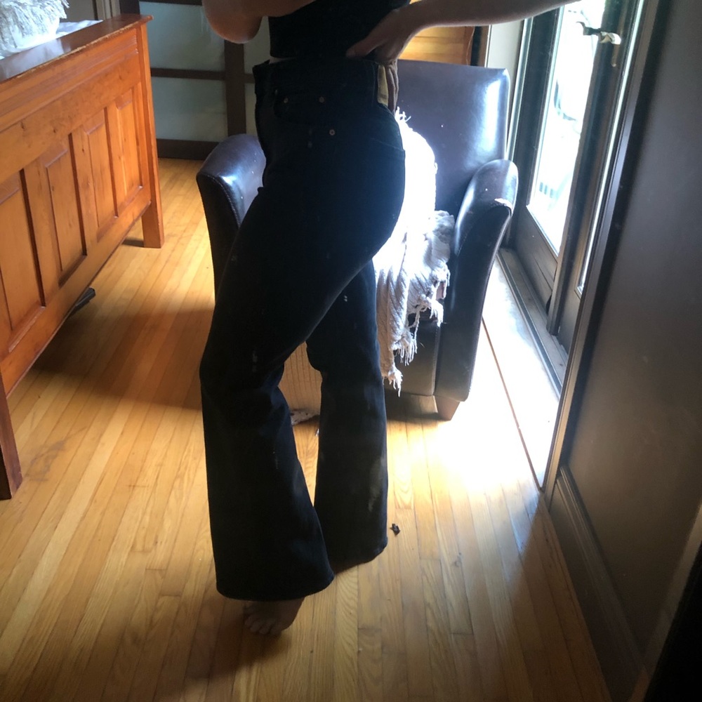 Cute black denim Aritzia denim factory flare cut jeans high waisted